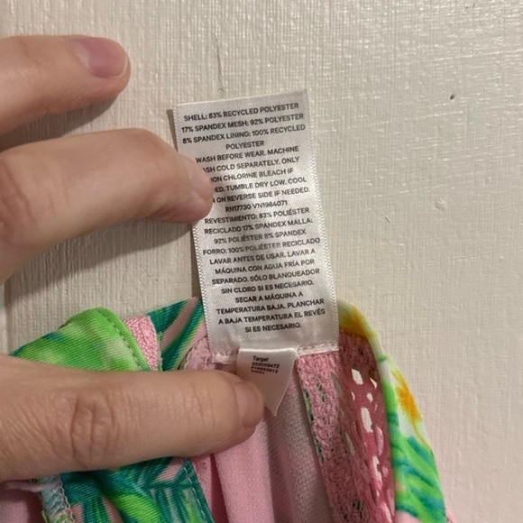 Art Class Girls L 10/12 Pink Floral Mesh Rashguard One-Piece Sun Swimsuit - Picture 3 of 4